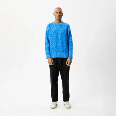 Afends Knitted Crew Neck Jumper In Colour-blue
