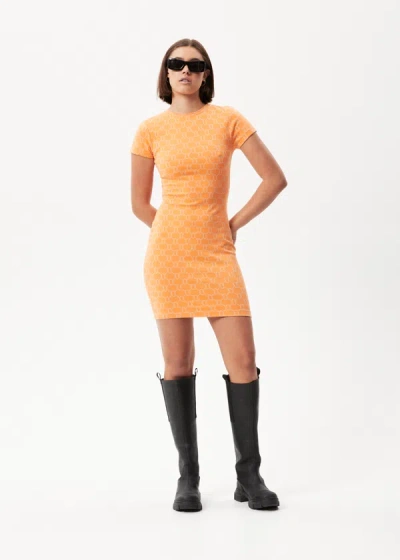 Afends Recycled Bodycon Dress In Orange