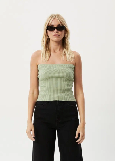 Afends Knit Tube Top In Green