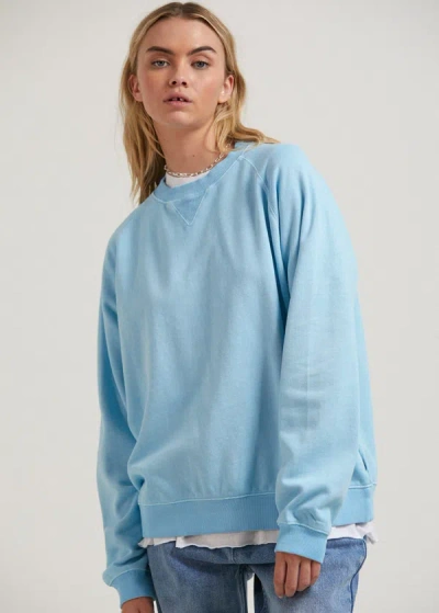 Afends Hemp Slouchy Crew Neck Jumper In Colour-blue