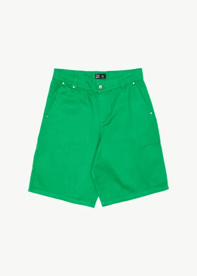 Afends Hemp Twill Carpenter Shorts In Green