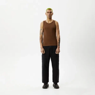 Afends Recycled Ribbed Singlet In Brown