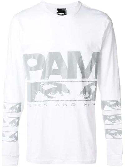 Perks And Mini Pam  Aiden Graphic Print Logo Top - White