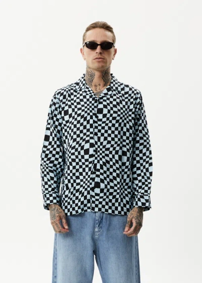 Afends Hemp Check Long Sleeve Shirt In Colour-blue