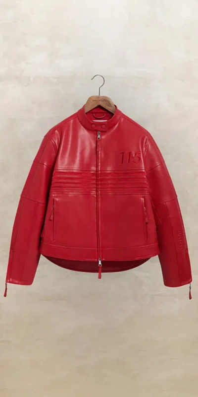 House Of Sunny The Racer Faux Leather Jacket In Red