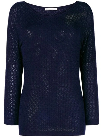 Stefano Mortari Fine Knit Fitted Sweater In Blue
