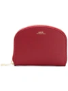 Apc A.p.c. - Half Moon Zip Around Leather Wallet - Womens - Red