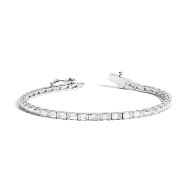 Aurate New York White Sapphire Horizontal Baguette Tennis Bracelet - 7ct