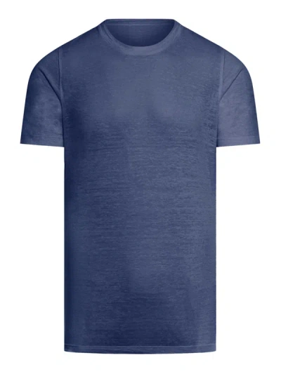 120% Lino T-shirts In Blue