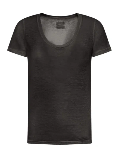 120% Lino Short Sleeve Women Tshirt In Black