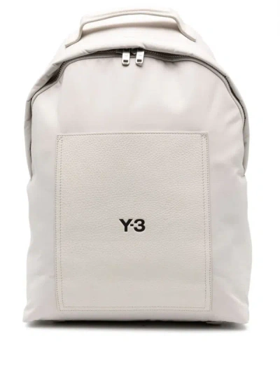 Y-3 Lux Logo Print Backpack Bags In White