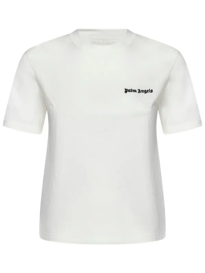 Palm Angels T-shirt Classic Logo Fitted  In Bianco