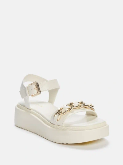 Guess Factory Occurs Chain Platform Sandals In White
