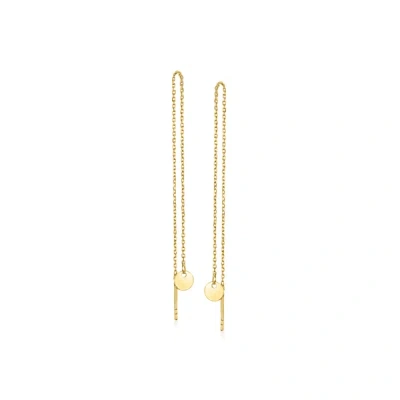 Rs Pure By Ross-simons Italian 14kt Yellow Gold Circle Drop Threader Earrings