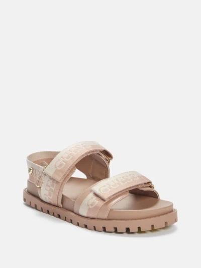 Guess Factory Saylors Logo Velcro Sandals In Beige