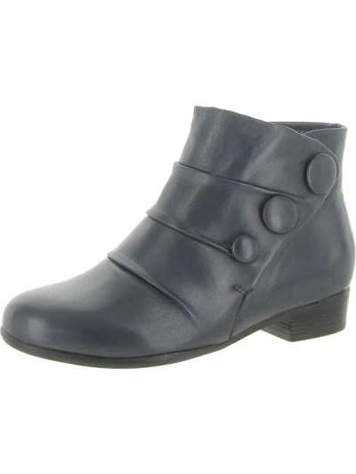 Trotters Mila Womens Leather Button Ankle Boots In Grey