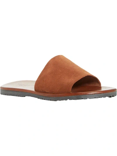 The Men's Store Castagno Mens Suede Slip On Slide Sandals In Brown