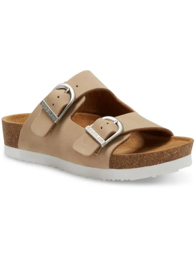Eastland Cambridge Womens Leather Flat Footbed Sandals In Beige