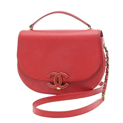 Pre-owned Chanel Coco Curve Leather Shoulder Bag () In Red