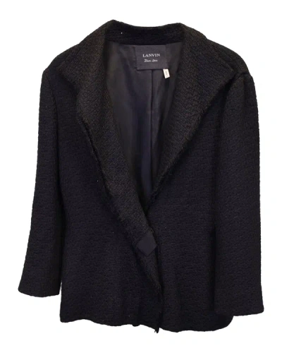 Lanvin 2014 Tweed Textured Short Coat In Black Viscose In Grey