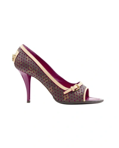 Pre-owned Louis Vuitton Purple Perforated Monogram Lockit Heel Peep Toe Heel