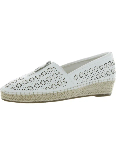 Easy Street Zenon Womens Faux Leather Perforated Espadrilles In White