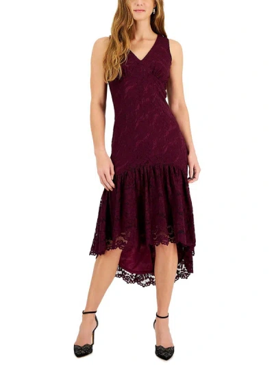 Taylor Womens Lace Hi-low Cocktail And Party Dress In Red