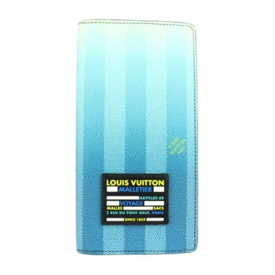 Pre-owned Louis Vuitton Portefeuille Brazza Canvas Wallet () In Blue