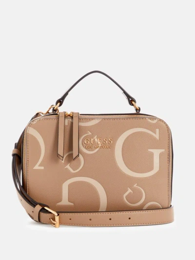 Guess Factory Longmeadow Logo Crossbody In Beige