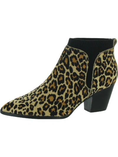 Bella Vita Lottie Womens Faux Fur Animal Print Ankle Boots In Brown