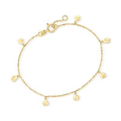 Rs Pure By Ross-simons Italian 14kt Yellow Gold Clover Station Bracelet