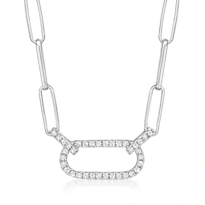Rs Pure By Ross-simons Diamond Paper Clip Link Necklace In Sterling Silver