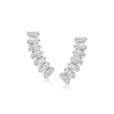 Rs Pure By Ross-simons Diamond Linear Earrings In Sterling Silver
