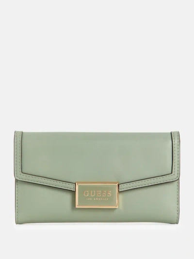 Guess Factory Stacy Slim Clutch Wallet In Green