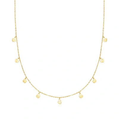 Rs Pure By Ross-simons Italian 14kt Yellow Gold Clover Station Necklace