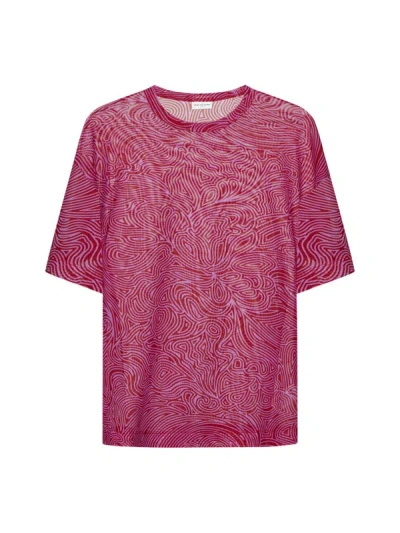 Dries Van Noten Print Mesh T-shirt In Red