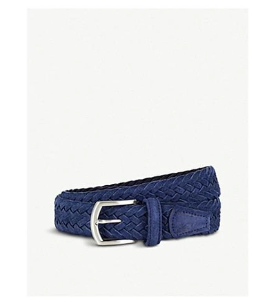 Anderson's Woven Suede Belt In Blue