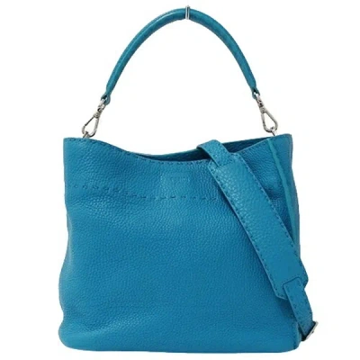 Fendi Selleria Blue Leather Shopper Bag ()