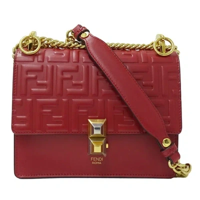 Fendi Zucca Red Leather Shoulder Bag ()