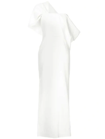 Osman Adalyn One-shoulder Crepe Gown In White