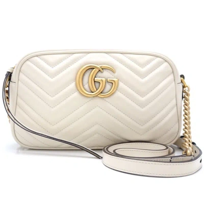 Gucci Marmont White Leather Shoulder Bag ()