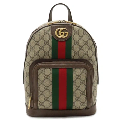 Gucci Ophidia Beige Canvas Backpack Bag () In Brown