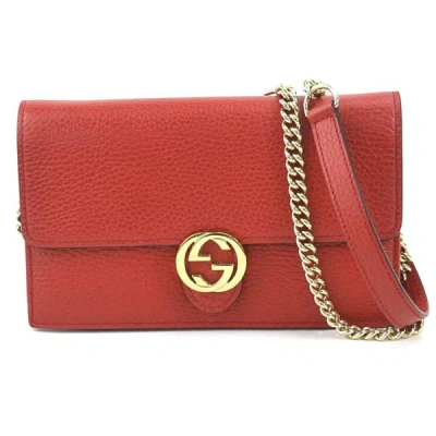 Gucci Wallet On Chain Red Leather Shoulder Bag ()