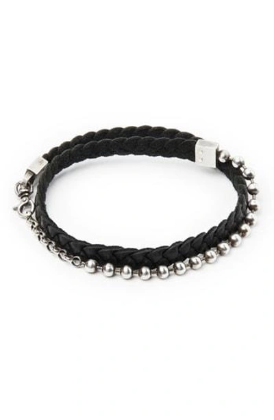 Title Of Work Leather & Sterling Silver Bracelet In Silver/ Black