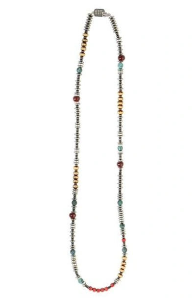 King Baby American Voices Ceramic & Glass Bead Necklace In Turquoise