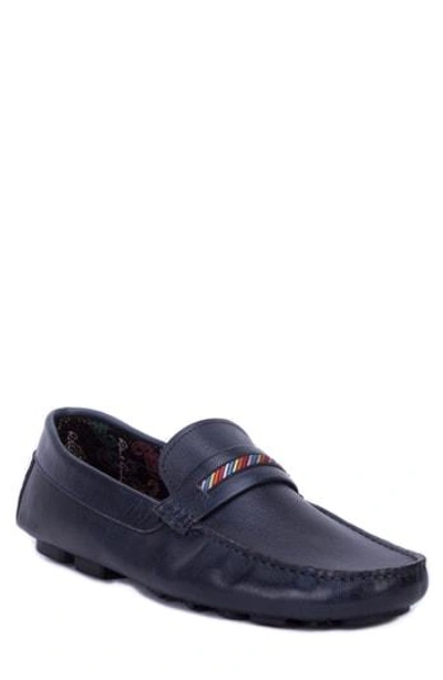 Robert Graham Hart Driving Moccasin In Navy Leather