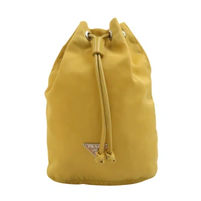 Prada Tessuto Synthetic Clutch Bag () In Yellow