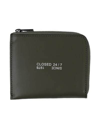 Closed Man Coin Purse Military Green Size - Leather In Black
