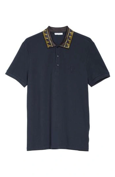 Versace Medusa Applique Polo In Navy