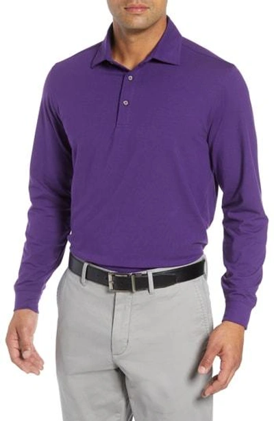 Bobby Jones 'liquid Cotton' Long Sleeve Jersey Polo In Purple